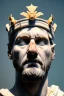 Placeholder: Ultra Realistic image, Roman sculpture, white marble material, Lionel Messi, gold Laurel leaves wreath, god crown, baroque ornaments, one gold star in heart, sun ornament, sun rays background, chisel style, waist up portrait, emperor style, epic, celestial, cinematic lighting, God light, god rays, 4k resolution, smooth details, ornate details, soft lighting, unreal engine 5, art station, substance 3d.