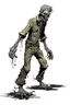 Placeholder: zombie, drooling black liquid, full body, attacking, profile ,comic book, post-apocalypse, gray background,