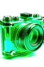 Placeholder: transparent green with rubber green photo camera with wide-angle lenses