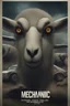 Placeholder: mechanic man scary (autofarm) in movie poster movie release date 2025 form,a portrait hybrid mixed turned head body part sheep, giant eyes sheep alien style horror look. as five headed mouth open, rough teeth, turn head around, landrover crash in background(&*&*^%$^#%$#%$^%$#^#$#^%#$^$#