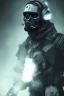 Placeholder: All Black british soldier, ghost, wearing high tech mask, white smoke, dark, rage, sorrow, high definition, ultra 8 k, volumetric lighting, blue fire, fog