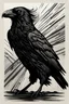 Placeholder: create a deeply powerful evocative, full body woodcut of an angry cursed raven woman with finely detailed and deeply cut facial features, in the style of KATHE KOLLWITZ , searing lines and forceful strokes, hyper detailed and precisely cut