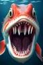 Placeholder: one fish with human-teeth