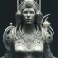 Placeholder: a greek marmor statue of athena, steam punk, hr giger, scary, horror, realistic, made in octane, cinematic, movie, CGI, ultra-realistic, extremely detailed octane rendering, 8K, VRAY Super Real ar 2:3, dof photorealistic futuristic 50mm lens hard lighting dark gray tintype photograph, realistic lighting, sephia colors
