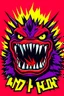 Placeholder: monster more angry and more 90s style, angry fast, extreme, wild, so so angry, red and purple background with 90s style slashes