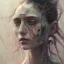 Placeholder: Singer Danish MØ face, Style cyberpunk, watercolor illustration by <agnes cecile> <John Kenn Mortensen> <Yoji Shinkawa>,