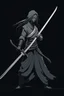 Placeholder: female ghost wielding a long katana in one hand, dark style