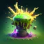 Placeholder: The lettters HM with explotions hitting it, slime coming off of it, bullet rounds falling on top of it, and magic randomly around it