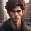 Placeholder: A 20 year old male. He is the protagonist. He is handsome. He is in a city. Realistic style portrait
