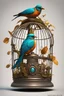 Placeholder: Surreal hat which holds a bird cage with birds in it, surreal concept art, by Moebius, by George Grie, by Greg Simpkins, concept art, hyperreal, cool complementary colors, unreal engine 5.