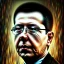 Placeholder: an abstract painting of Aleksandar Vucic, decay, mixed media, textured, highly detailed