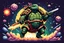 Placeholder: A turtle samurai in the space with a supernova exploded behind, 8bits, pixel art,