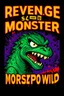 Placeholder: monster more angry and more 90s style, angry fast, extreme, wild, so so angry, red and purple background with 90s style slashes