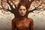 Placeholder: "Young woman covered in tiny copper flowers emerging from a tree, detailed matte painting, deep colour, fantastical, intricate detail