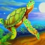 Placeholder: Oil painting style turtle and night scene