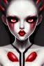 Placeholder: girl, cute, beautiful, creepy, white eyes, red lips, black hair with bangs, goth, close up portrait