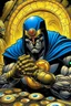 Placeholder: darkseid with gold jewelry and diamond ring; inside Batman's cave, wearing a Nike hat