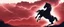 Placeholder: full silhouette of a horse rearing up(on left side, outlined by lighting), red sky, lightning bolts(from top to bottom left), in the speed force