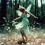 Placeholder: The exuberance of the faerie poised on hands and knees for the dance in cotton agent provocateur [vintage style noisy scratches glitches, Shot the texture and then rewound the film and double exposed from a 1970 Italian VHS movie]