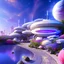 Placeholder: landscape of summer tropical ambient beautiful starship white gold and neon lights bright and colorful bright gloss effect of a futuristic house,like spaceship, natural round shapes concept, large transparent view of the open outdoor garden,sea beach at sunset, gold crystals,with light pink, flowers of Lotus, beutiful pools, light of sun , palmiers,cerisiers en fleurs, wisteria, sun , stars, small waterfalls