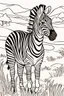 Placeholder: coloring page for kids, ZEBRA, thick outline, low details, no shading, no color