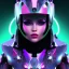 Placeholder: Cute in a robotic hijab suit,purple and pink backlight, profile