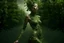 Placeholder: full body shot of a young woman covered in tiny green filigree leaves, emerging from a summer tree, detailed matte painting, deep colour, fantastical, intricate detail