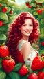 Placeholder: Digital painting style. In a field of bright reds and greens, She wanders and roams as if in a dream, Her hair curls match the strawberries so sweet, And her smile echoes the summer's heat, This strawberry girl, a true delight, Her beauty, a feast for the eyes and the sight. pretty face, adorable digital painting, colored ink, beautiful artwork, 4k, high quality, high detailed