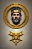 Placeholder: Ultra Realistic image, Roman sculpture, white marble material, Lionel Messi, gold Laurel leaves wreath, renaissance ornaments, radial gold lines, one gold star in heart, sun ornament, blue background, chisel style, waist up portrait, emperor style, epic, celestial, cinematic lighting, God light, god rays, 4k resolution, smooth details, ornate details, soft lighting, unreal engine 5, art station, substance 3d.