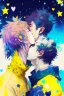 Placeholder: portrait anime man kissing man, ,yellow, stars hearts water, blue, watercolor, Yoshikata Amano, Edwin Landseer, Ismail Inceoglu, Russ Mills, Victo Ngai, Bella Kotak, hyperdetailed 8K resolution HDR DSLR, ultra detailed, ultra quality, CGSociety, intricately detailed, color depth, gliter, kiss