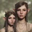 Placeholder: dungeons and dragons female elf druid, brown hair, brown eyes, pale skin, realistic