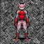 Placeholder: Catman art illustration black background red and white color full body