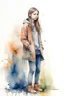 Placeholder: The battery is low. a full-length woman. watercolor drawing