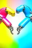 Placeholder: Draw the flexible link robotic arms with a flexible joint as the research object. More colorful industrialization. More colorful background.Better looking background