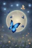 Placeholder: Luminous blue butterfly and manure full of stars