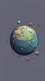 Placeholder: a minimalist cartoon planet for a top down view, 2D, asset shooter, video game , pixel art, transparent background