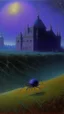 Placeholder: A purple citadel with spiders painted by Birge Harrison