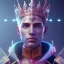 Placeholder: A portrait of a crystalised blue pink king, atmospheric, realistic, unreal engine, lighting, octane render.