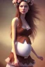 Placeholder: girl, cute, beautiful, pregnant, sundress, long hair, brown hair, brown eyes, wedding ring