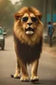 Placeholder: A lion wearing sunglasses, in a Bangladeshi road, ultra hd