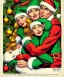 Placeholder: two elves. woman and man. Christmas scene. poster. marvel comic. low-key