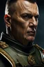 Placeholder: portrait of a 50 year old evil military leader. Cruel expression, dark crew cut hair,