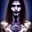 Placeholder: perfect long-haired male Vampire, perfect eyes, full tattoo of flower art and trees extending past face and morphing into galaxy, 8k resolution, high-quality, fine-detail, intricate, digital art, volumetric lighting