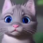 Placeholder: Adorable gray kitten with blue eyes looking confused