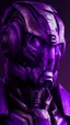 Placeholder: robot portrait ultra realistic, purple colors