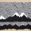 Placeholder: Model of thun made of wool knitting, grey, black and white, mountains in the background