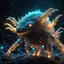 Placeholder: bioluminescent creature, covered with glowing crystals, glowin golden particles in air, bright colors, glowing sparkle particles, dark tone, sharp focus, high contrast, 8k, incredible depth, depth of field, dramatic lighting, beautifully intricate details, clean environment, epic dynamic scene, photorealistic cgi