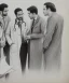 Placeholder: Pencil sketch of Four doctors are discussing ، on lined paper