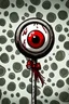 Placeholder: Cartoon bloody eyeball lollipop. illustration, 90s airbrush style, manga inspired, horror art, junji ito , exaggerated