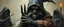 Placeholder: master oil painting with some air brush, fluffy human thief ninja hyena merchant sailor priest realistic and creepy, with gauntlets , straight from the lich lab, in the style of Escher and Titian
